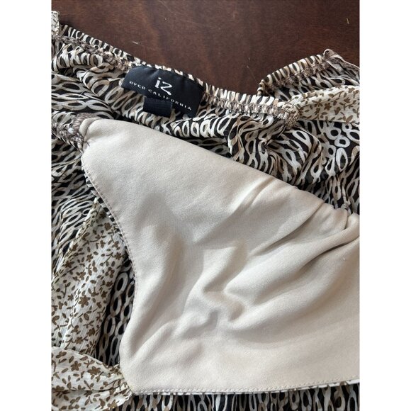 IZ Byer California Brown Patterned Sheer Wrap Tank Top womens large Tie in back - Picture 5 of 7